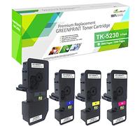 GREENPRINT 4 Colores Cartucho de Tóner Compatible Kyocera TK5230 TK-5230 2600 Páginas para Negro & 2200 Páginas para C M Y para Impresoras Kyocera ECOSYS P5021cdn, P5021cdw, M5521cdn, M5521cdw