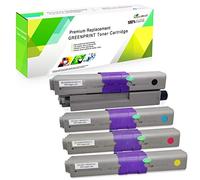 GREENPRINT 4 Colores Cartuchos de tóner Compatibles C332 MC363 3500 páginas para Negro y 3000 páginas para C M Y para Impresoras Color Oki OKIDATA C332dn MC363dn C332dnw MC363dnw