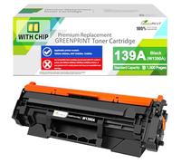 GREENPRINT 【con Chip】 139A W1390A Cartucho de Tóner Compatible Negro Rendimiento Estándar 1500 Páginas para 3002dw 3002fdw 3102fdw 3102fdn No Funciona con Modelos Cuyo Nombre Termina en e