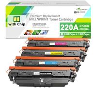 GREENPRINT con Chip 220A W2200A W2201A W2202A W2203A Cartuchos de Tóner Compatibles Set 4 Colores Capacidad Estándar para Pro 4202 4202dw 4202dn MFP 4302 4302dw 4302fdw 4302fdn Impresora ( BK/C/M/Y )