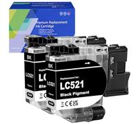 GREENPRINT LC521 LC521BK Cartuchos de Tinta compatibles Capacidad Estándar 500 Páginas para Brother DCP-J1260W DCP-J1310DW DCP-J1313DW DCP-J1360DW DCP-J1460DW Impresoras (Paquete de 2)