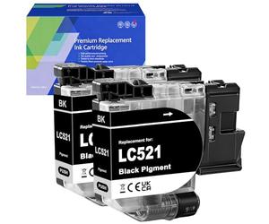 GREENPRINT LC521 LC521BK Cartuchos de Tinta compatibles Capacidad Estándar 500 Páginas para Brother DCP-J1260W DCP-J1310DW DCP-J1313DW DCP-J1360DW DCP-J1460DW Impresoras (Paquete de 2)
