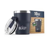 Greens Steel BEAST Termo Café para Llevar - 300ml I Azul Marino I Taza Térmica de Acero Inoxidable Reusable I Taza Viajera de Doble Pared al Vacío I 2 Pajitas y Cepillo de Limpieza