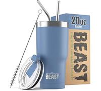 Greens Steel Beast Tumbler - 550 ml (20 oz), Cielo Tormentoso | Vaso de acero inoxidable reutilizable con aislamiento al vacío | con 2 pajitas y cepillo de limpieza | Termo de viaje de doble pared