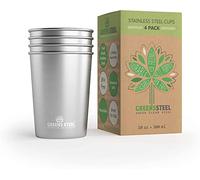 Greens Steel Vaso Infantil Acero Inoxidable - 300 ml I Primera Calidad I Sin Plástico I Set Apilable, Duradero y Reutilizable I Ideal para Niños I Antiarañazos, Antideslizantes, Antidecoloración