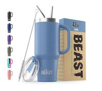 Greens Steel - Vaso isotérmico de acero inoxidable, aislado al vacío, de doble pared, botella de viaje, 1,2 l (Azul cielo tormentoso)