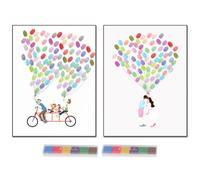 Greensen 2 Libro de Visitas para Bodas de Lienzo de Huellas Digitales con Tinta de 6 Colores Lienzo Personalizado para Huellas Digitales 30 X 40 Cm Familia