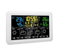 Greensen 7.5 Inch Reloj Meteorológico con WiFi Sincronización de Hora Atómica Pantalla Grande a Color para Temperatura Interior y Exterior Humedad Presión Barométrica Fase Lunar (Enchufe europeo 220V)