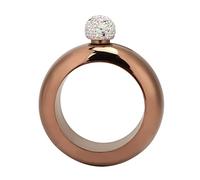 Greensen Brazalete de Acero Inoxidable para Licor, Frasco Redondo Hueco para Muñeca para Alcohol Whisky Vino, con Diseño Impermeable y Sellado Superiores, Gran Regalo para Fiestas Viajes (Bronce 1)