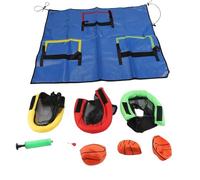 Greensen Canasta de Baloncesto con Trampolín, Juego de 3 Aros y Pelotas de PVC con Bomba y Mecanismo Plegable para Practicar, Configuración Múltiple para o Varios Jugadores.