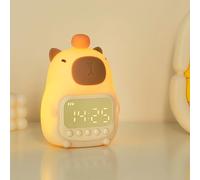 Greensen Capybara Reloj Despertador Digital Infantil con Luz Nocturna, Regulable, Recargable USB, Lámpara de Cama para Dormitorio y Habitación de Niños