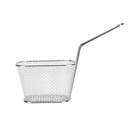 Greensen Cesta Pequeña de Metal Plateado para Servir Patatas Fritas, Freidora, Herramienta de Cocina, Forma Cuadrada, Ligera, Fácil de Limpiar, Duradera, con Borde Grueso para