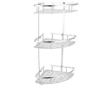 Greensen - Estantería de esquina de baño con 3 estantes, estantería de esquina de ducha con 3 ganchos, estante de aluminio para baño, cesta de almacenamiento para cocina, baño, inodoro