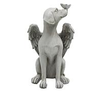 Greensen Estatua del Perrito ángel Estatua Exquisita Tallado de Mano Pet Memorial Stone para Decoración de Jardín Sintética