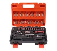 Greensen Juego de llaves de vaso, llave de tubo de reparación automática, 46 piezas de herramientas de mantenimiento de coche, herramienta de reparación automática con carraca y juego de llaves de