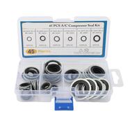 Greensen Kit Universal de Juntas para Compresor de AC, 45 Piezas 6 Tamaños | Arandelas de Sello de Goma y Metal, Sellan Tuberías Roscadas, Resisten Aceite y Presión, Compatibles con Aire Acondicionado