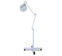 Greensen Lámpara de pie con lente de aumento LED, lámpara con lente de aumento 5 x soporte de luz giratoria con brazo ajustable 12 W para la lectura de belleza manicura para tatuajes,