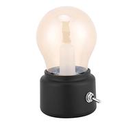 Greensen Luz de Noche LED Retro Lámpara LED Vintage Luz Clásica USB Recargable 12H Tiempo de Ejecución ABS + Carcasa de Vidrio Base de Metal Cálida Suave para Habitación de Niños (BLACK)