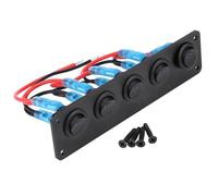 Greensen Panel de Interruptor de 12V, Panel de Aluminio ABS, 5 Interruptor de Rockero de Pandillas con LED Azul para el Marino de Yates para Botes de Vehículos Recreativos, Compatible con Vehículos