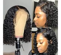 Greensen Peluca Bob Corta Y Rizada, Peluca Ondulada De Cabello Brasileño Suave De Red Rosa, Ajustable Sin Pegamento De 14 Pulgadas Para Uso Diario