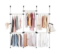 Greensen Perchero Telescopico Cabina Armadio Extensible con 2 Ganchos, 6 Barras y 4 Postes Perchero de Ropa Telescopico Carril de Ropa (230-330) x (246-300) cm