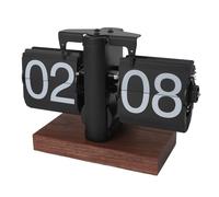 Greensen Reloj de Mesa Digital Retro 24 Horas con Base de Nogal Negro y Tarjetas Numéricas Grandes - Reloj Mecánico Automático para Dormitorio, Oficina y Sala