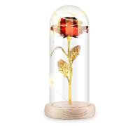 Greensen - Rosa eterna bajo campana, rosa encantada, rosa eterna luminosa para bodas, cumpleaños, San Valentín, Navidad, regalo del día de la madre (1 unidad) (rojo)