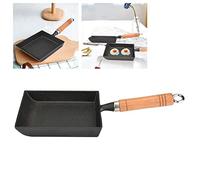 Greensen Tamagoyaki Pan Japonés Omelet Pan Square Egg Pan Tamago Pan Mini Sartén Japonés Egg Pan con Mango de Madera 37x15.5cm Negro
