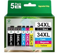 GREENSKY 34 34XL Cartuchos de Tinta Compatible para Epson 34 34XL Multipack 5 Compatible con Impresoras Epson Workforce Pro WF-3720 WF-3725 WF3720 WF3725 WF 3725 WF 3720 WF-3720DWF WF-3725DWF