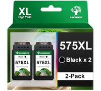 GREENSKY 575XL PG-575XL PG 575 Cartuchos de Tinta para Canon 575 XL | 2 Negro, para impresoras Canon PIXMA TS3750i TS3751i TR4756i TR4755i TS3752i TS3550i TS3551i TR4750i TR4751i