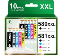 GREENSKY 580XXL 581XXL Multipack Cartuchos compatibles con Canon PGI-580 CLI-581 para Pixma TS705 TS705a TS6350 TS6350a TS6351 TS6351a TS6300 TR8550 TS8350 TS8351 TS8352 TS9550 TR7550 (10-Pack)