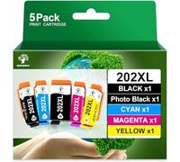 GREENSKY Cartuchos 202XL Compatible para Epson 202XL Multipack para Tinta Epson XP 6100 para Epson Expression Premium XP-6100 XP-6105 XP-6000 XP-6005 XP-6001 XP6100 XP6105 Impresora (Paquete de 5)