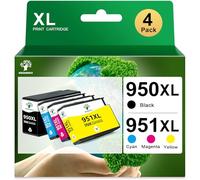 GREENSKY Cartuchos de Tinta 950XL 951XL Compatible con HP 950XL 951XL Combo Pack y HP 950XL Negro HP 951XL para Cartuchos HP Officejet Pro 8600 8615 8100 8610 8620 8625 251DW 276DW(4 Paquete)
