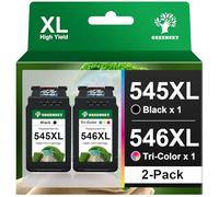 GREENSKY Compatible 545 546 XL Reemplazo para Cartuchos de Tinta Canon PG-545 XL CL-546 XL para Canon Pixma TR4550 TS3350 TS3150 TS3151 MX495 MG2950 MG2550 MG2550S MG3051 iP2850 (1 Negro, 1 Tricolor)