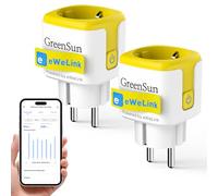 GreenSun Enchufe Inteligente WiFi con Monitor de Consumo - Toma Inteligente App eWeLink, Control Remoto, Temporizador y Voz, Compatible con Alexa y SmartThings, Ahorro de Energía 2pc