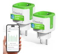 GreenSun Enchufe Inteligente WiFi Smart Life - Monitor de Energía Compatible con Alexa Horarios y Temporizadores Medidor Consumo Tomada Inteligente Programable con Temporizador 2pc
