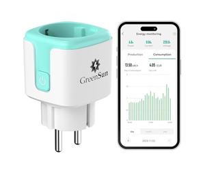 GreenSun Enchufe Inteligente WiFi Smart Life - PV Monitor de Energía Compatible con Alexa Horarios Medidor Consumo Tomada Inteligente Programable con Temporizador Control Remoto por APP&Voz 1pc