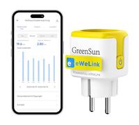 GreenSun Enchufe Inteligente Wifi - Wifi Enchufe EWELINK APP con Consumo Electrico Programador Enchufe Alexa Inteligente con Temporizador Control Remoto APP & Voz, Compatible con Alexa SmartThings 16A