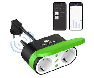 GreenSun Enchufe WiFi para exteriores Alexa - Temporizador exterior Smart Enchufe Exterior Impermeable IP44 Medidor de Consumo de Energía Funciona con Alexa Google Home 2,4 GHz WiFi