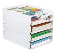 Greentainer Cesta de Almacenamiento de 4 Pisos para A4, Bandeja de Documentos de plástico Pet, Organizador de Escritorio apilable, Bandeja para Cartas, Bandeja de Papel A4 para el hogar, Oficina,