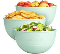 Greentainer Set de Boles, Cuencos Irrompibles para Ensalada, Cereal y Sopa, Apto para Microondas y Lavavajillas, Libre de BPA, Apilables, para Adultos(4000ml,Verde)