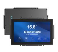 GreenTouch Monitor táctil Industrial de 15,6 Pulgadas para Exteriores, de Marco Abierto y Alto Brillo, con Montaje en Pared, Puerto VGA, HDMI y DVI, 16:9