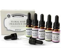 greenum GIFTS OF NATURE Juego de fragancias de jabón, perfumes de jazmín, rosa, lavanda, aceites aromáticos para fabricación de jabón, 5x10 ml de fragancias para jabón en botellas de cristal