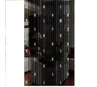 GREENWISH Cortinas de Cuerda con Cuentas Negras, Cortina de Borla para Puerta, Cortina con Flecos de Cristal, Cortina de Cuentas para Ventana, Cortina divisora de habitación para Puerta y decoración