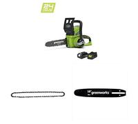 Greenworks 2000007UA/20097T Motosierra Inalámbrica + Sierra Cadena 25 cm para Motosierra + Guía de 25 cm