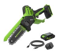 Greenworks 24V 15cm Motosierra sin escobillas, 6 pulgadas, autoaceite, 7,8 m/s, con batería 2Ah y cargador 30W USB-C