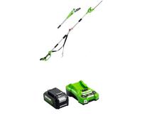 Greenworks 24V 2/1 Sierra y Cortasetos Pértiga a Batería, Correa Hombro, Barra Pértiga 20cm, Cortasetos 51cm, Cuchillas Doble Acción, Batería 4Ah y Cargador, 3 Años de Garantía G24PSHK2