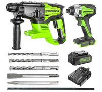 Greenworks 24V 2J taladro martillo y destornillador de impacto 300Nm Combo, con batería de 4 Ah y cargador