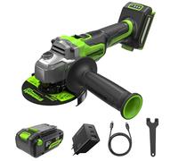 Greenworks 24V Amoladora angular sin cable, disco de 125 mm, 9000RPM, 900W, motor sin escobillas de, para diestros o zurdos, CON batería USB de 4Ah y cargador de 65W AG590