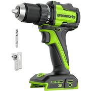 Greenworks 24V Cordless Brushless 45Nm Taladros atornilladores, ligero, luz de trabajo led, embrague 18 + 1 sin USB-C batería y cargador